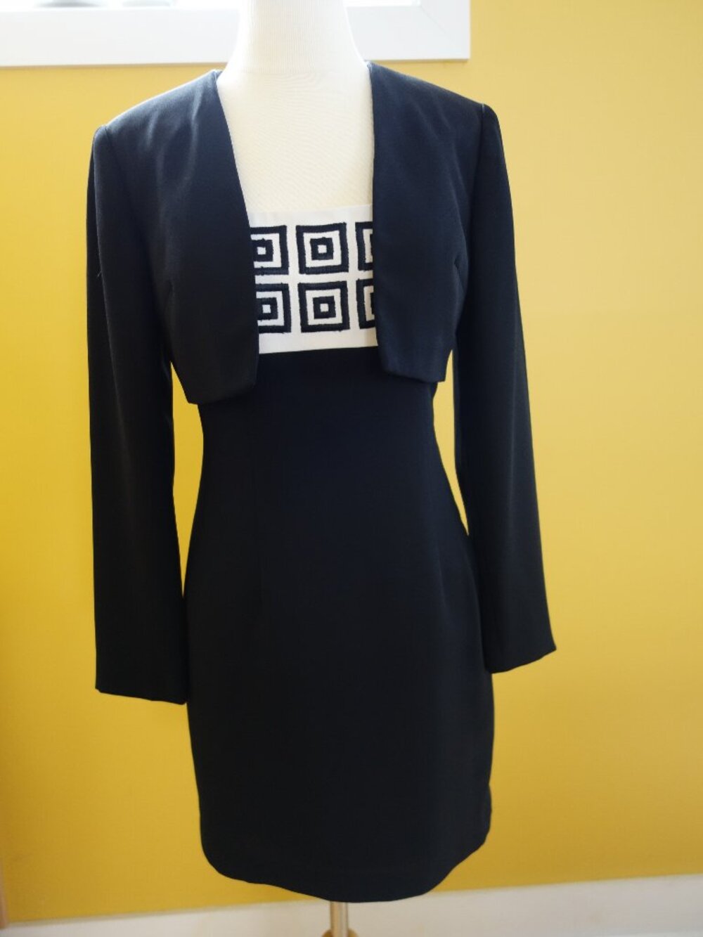 Laundry by Shelli Segal vintage Y2K black & cream sleeveless dress w jacket 4